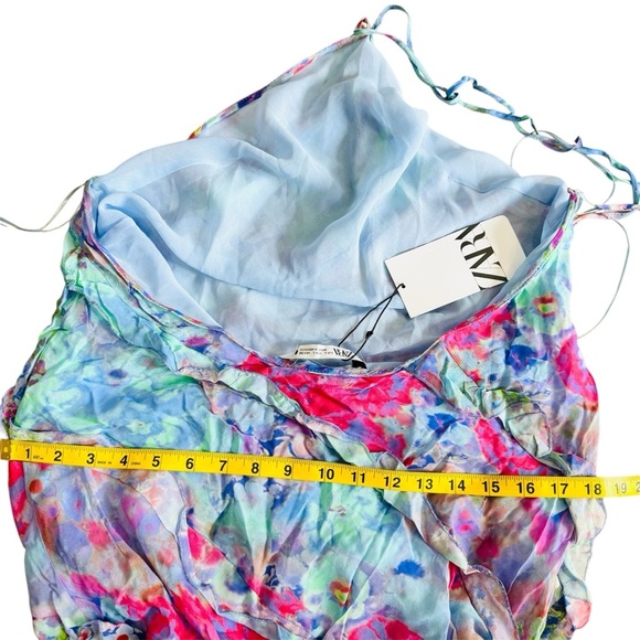 Zara ruffle printed halter midi Dress NEW - Picture 14 of 14